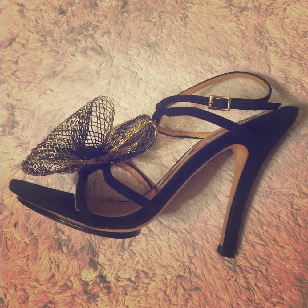 Badgley Mischka Sandal Heel w/ Mesh Bow